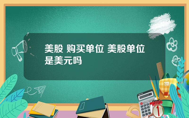 美股 购买单位 美股单位是美元吗